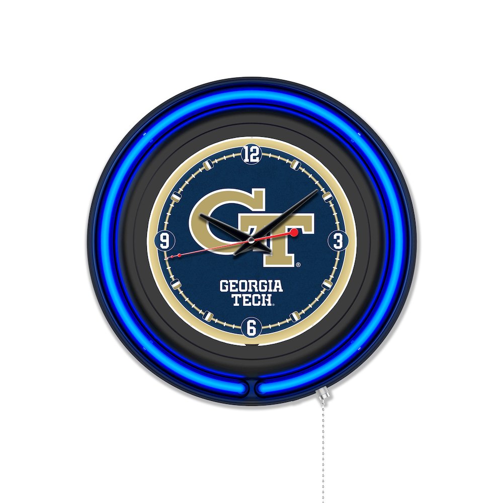 Georgia Tech 15" Double Neon Wall Clock. Picture 1