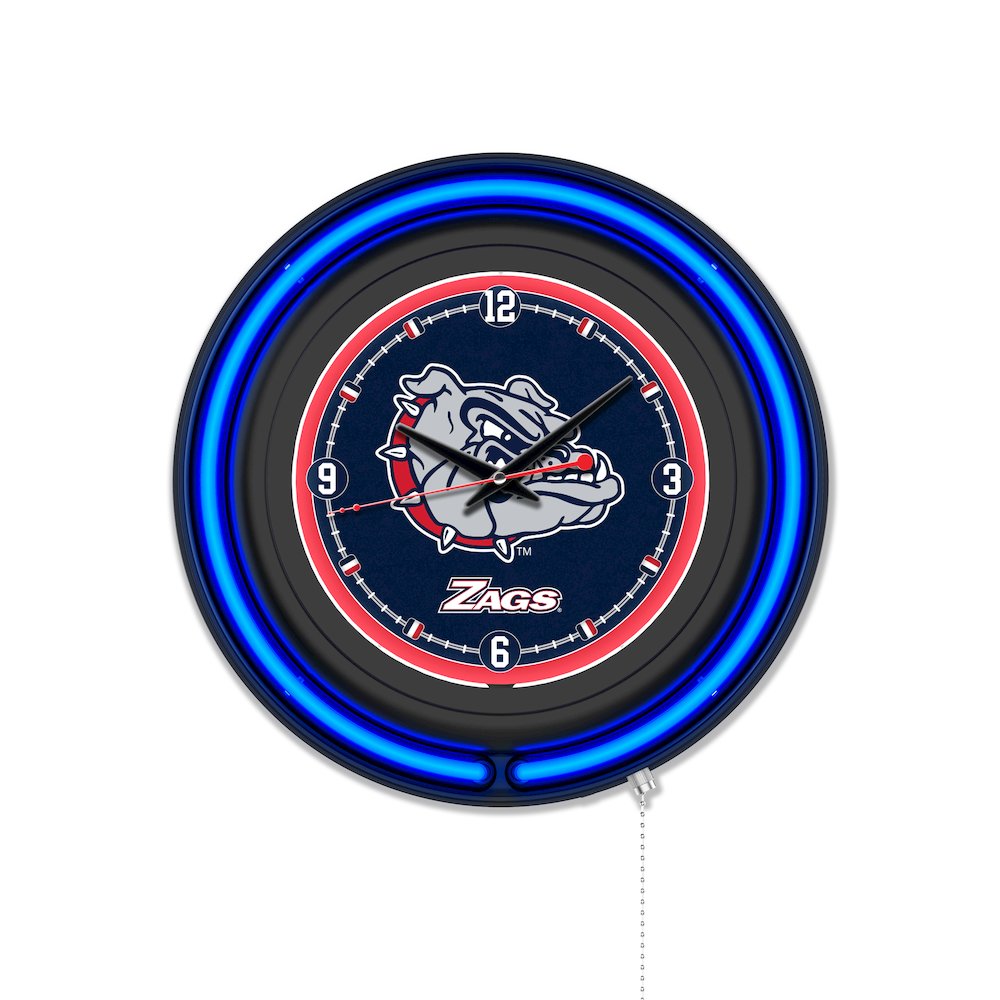 Gonzaga 15" Double Neon Wall Clock. Picture 1