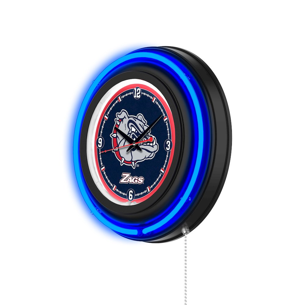 Gonzaga 15" Double Neon Wall Clock. Picture 2