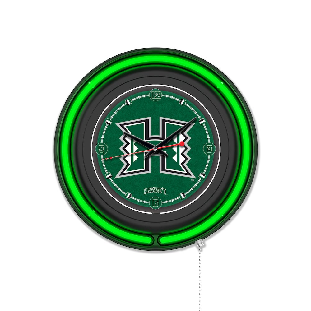 University of Hawaii 15" Double Neon Wall Clock. Picture 1