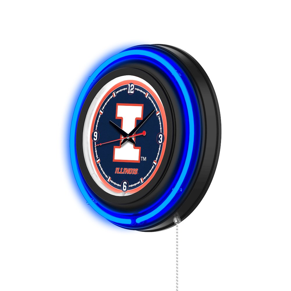 University of Illinois 15" Double Neon Wall Clock. Picture 2