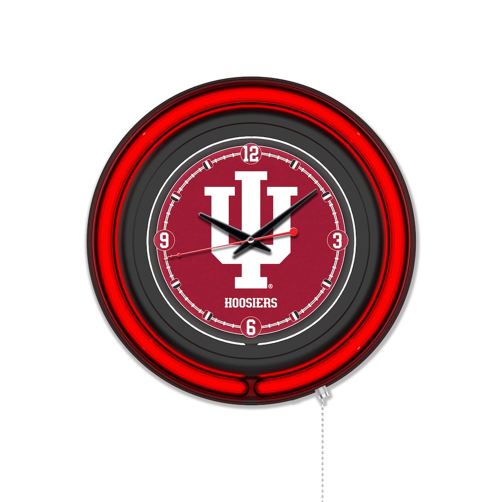 Indiana University 15" Double Neon Wall Clock. Picture 1