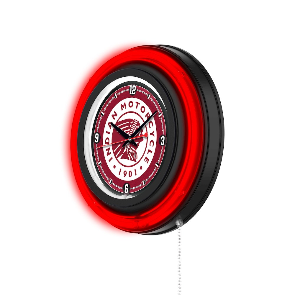 Indian Motorcycle 15" Double Neon Wall Clock. Picture 2