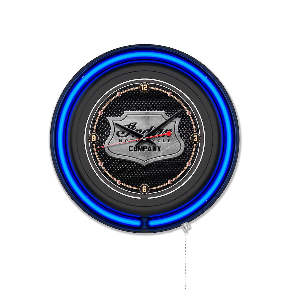Indian Motorcycle (Metal Shield) 16" Double Neon Wall Clock. Picture 1