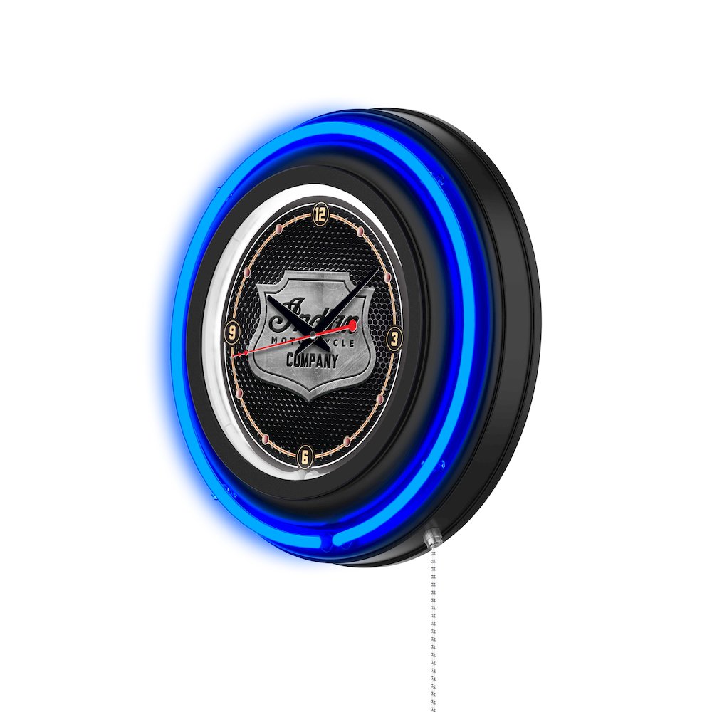 Indian Motorcycle (Metal Shield) 16" Double Neon Wall Clock. Picture 2