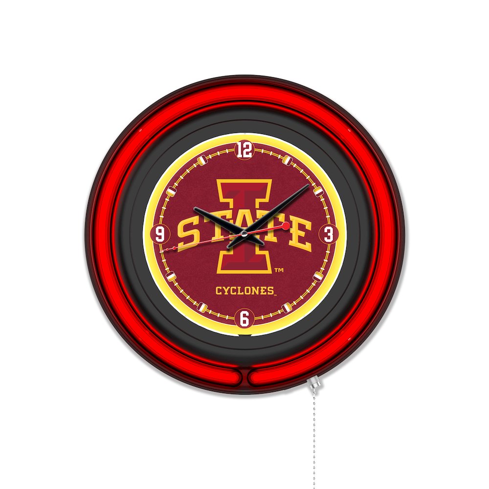 Iowa State University 15" Double Neon Wall Clock. Picture 1