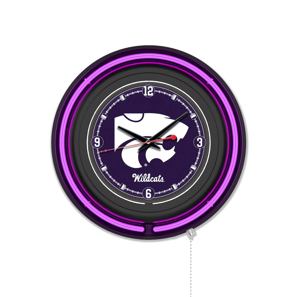 Kansas State University 15" Double Neon Wall Clock. Picture 1