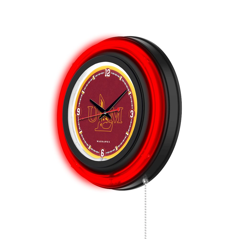 University of Louisiana at Monroe 15" Double Neon Wall Clock. Picture 2