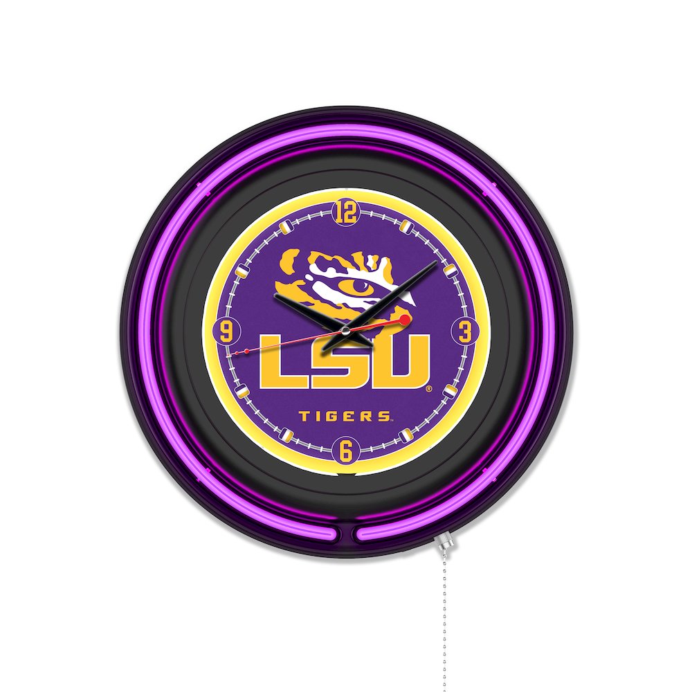 Louisiana State University 15" Double Neon Wall Clock. Picture 1