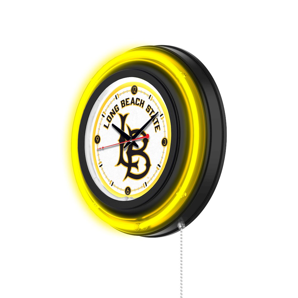 Long Beach State University 15" Double Neon Wall Clock. Picture 2