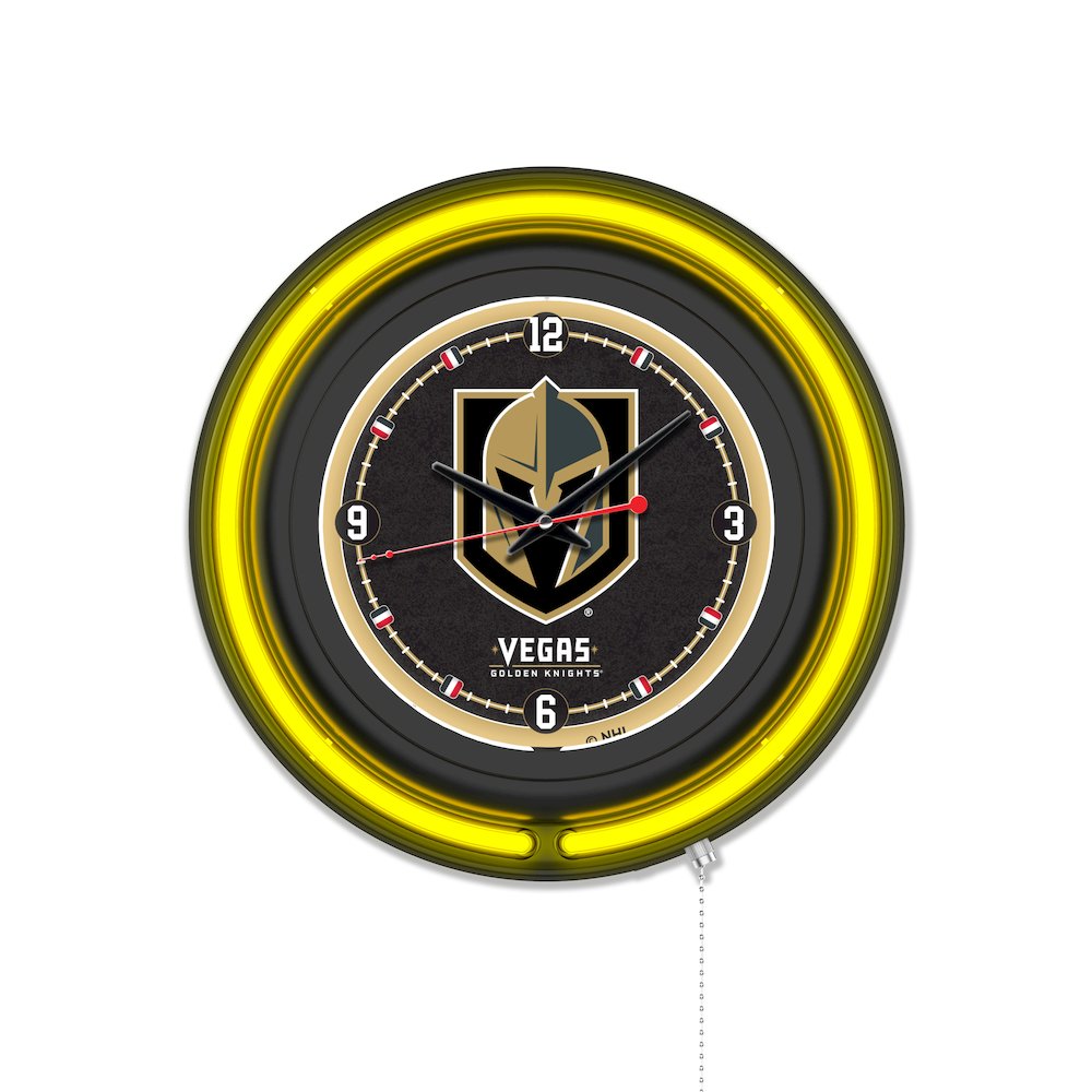 Vegas Golden Knights 15" Double Neon Wall Clock. Picture 1