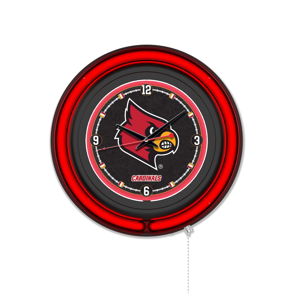University of Louisville 15" Double Neon Wall Clock. Picture 1