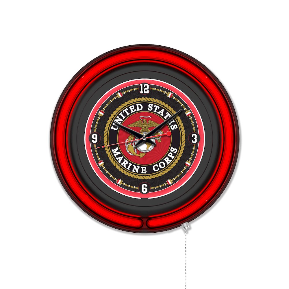 United States Marine Corps 15" Double Neon Wall Clock. Picture 1