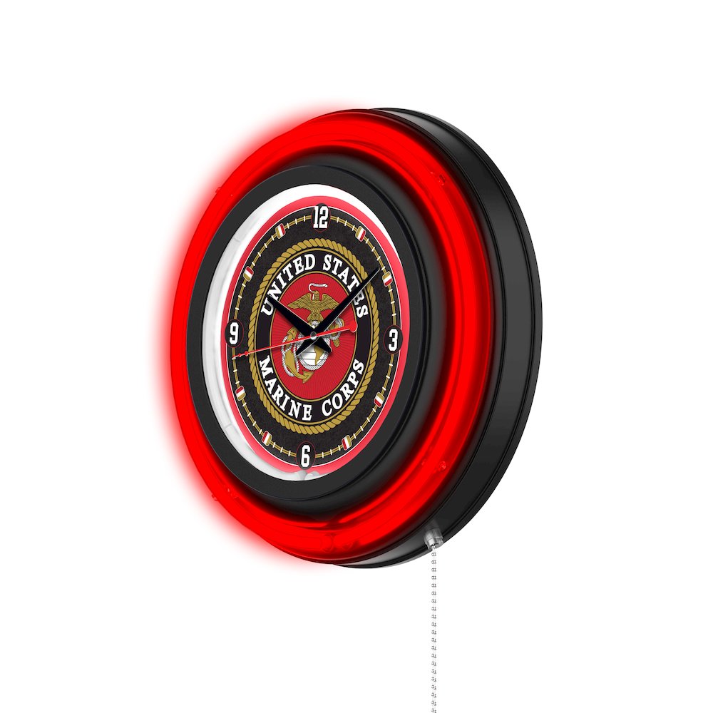 United States Marine Corps 15" Double Neon Wall Clock. Picture 2