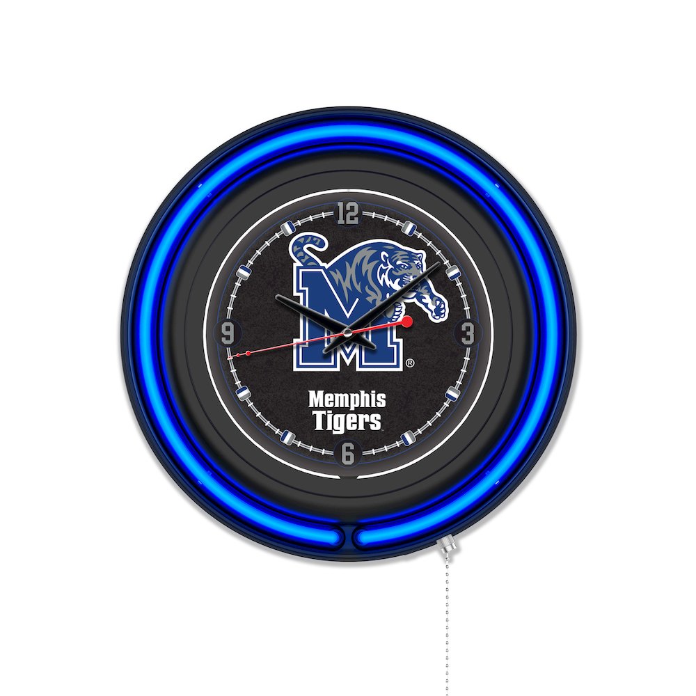University of Memphis 15" Double Neon Wall Clock. Picture 1