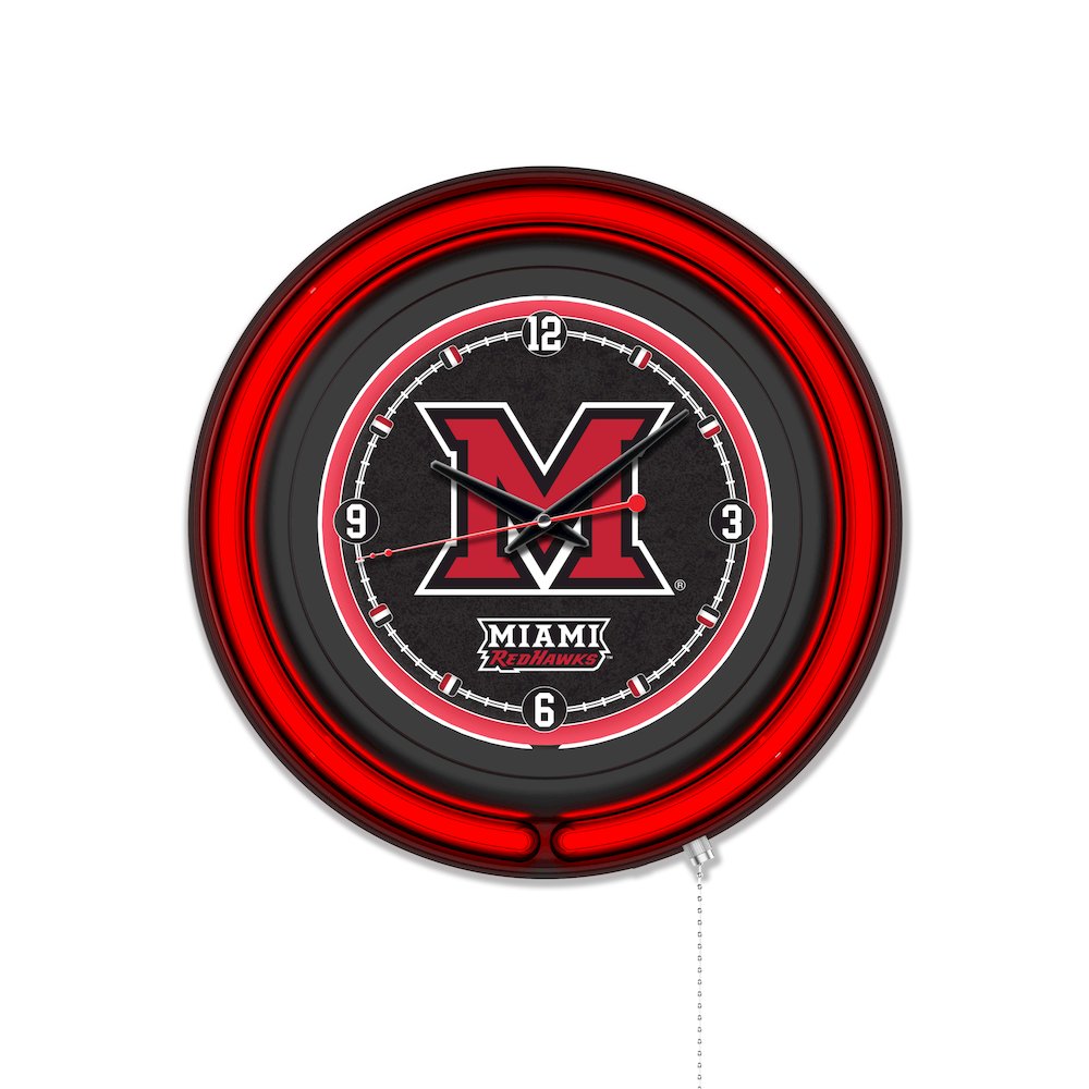 Miami University (OH) 15" Double Neon Wall Clock. Picture 1