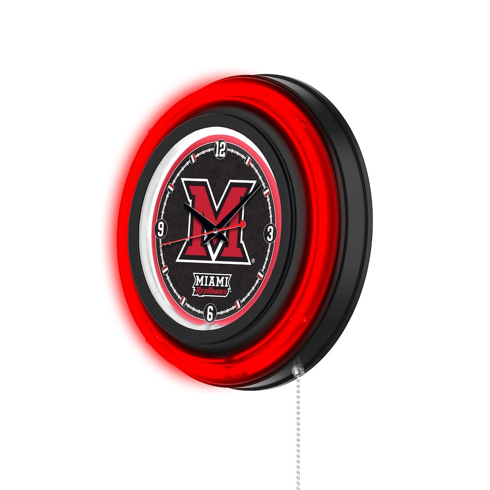 Miami University (OH) 15" Double Neon Wall Clock. Picture 2