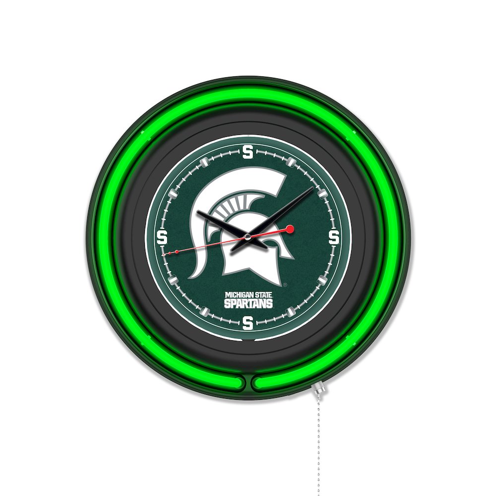 Michigan State University 15" Double Neon Wall Clock. Picture 1