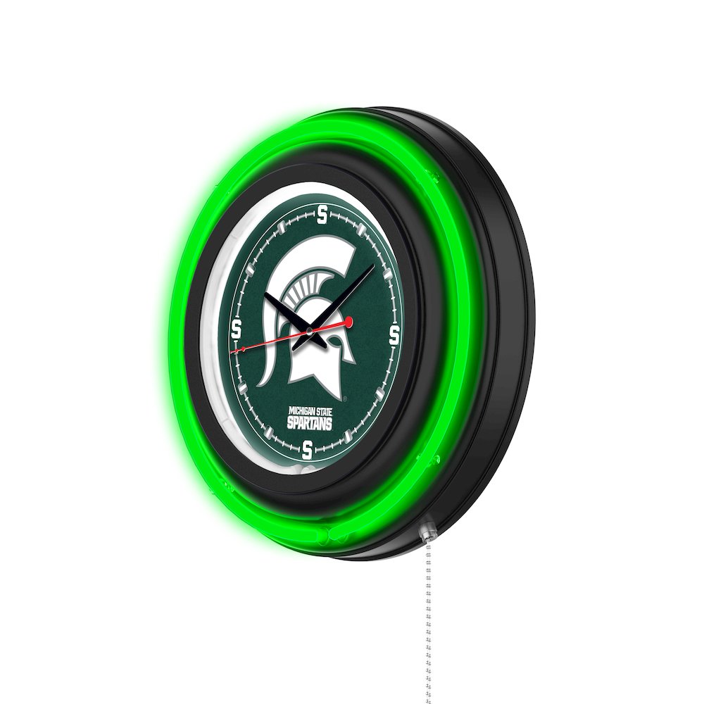 Michigan State University 15" Double Neon Wall Clock. Picture 2