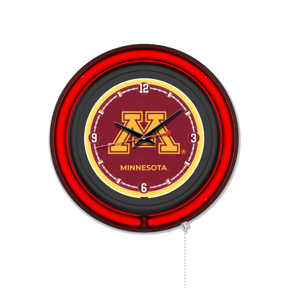 University of Minnesota 15" Double Neon Wall Clock. Picture 1