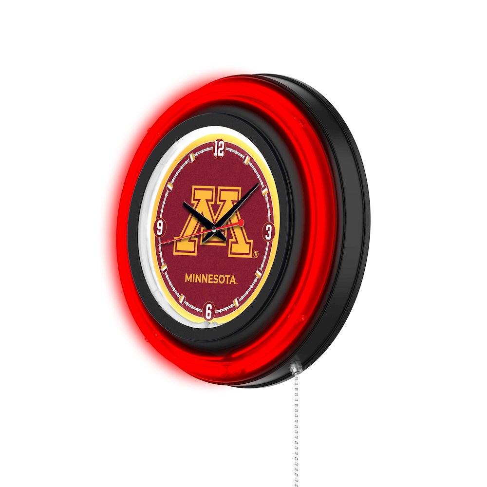 University of Minnesota 15" Double Neon Wall Clock. Picture 2