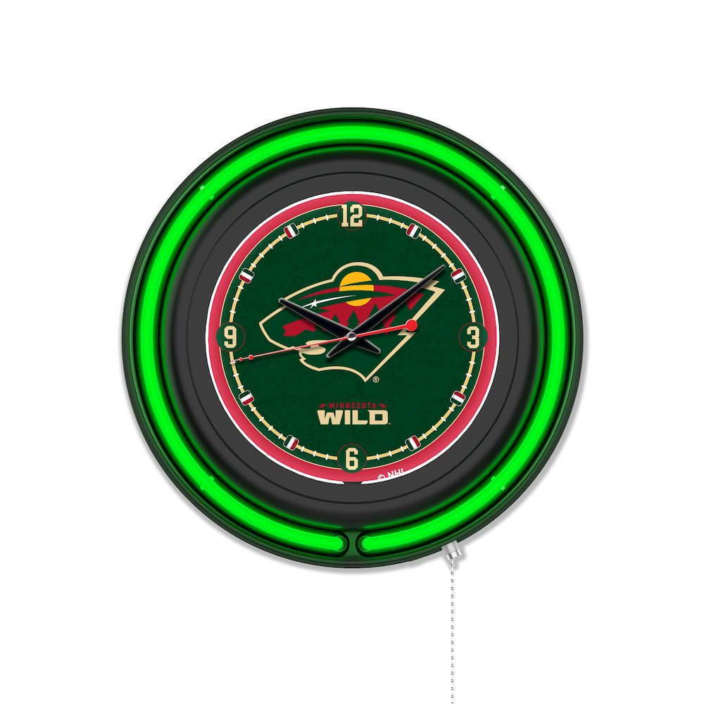 Minnesota Wild 15" Double Neon Wall Clock. Picture 1