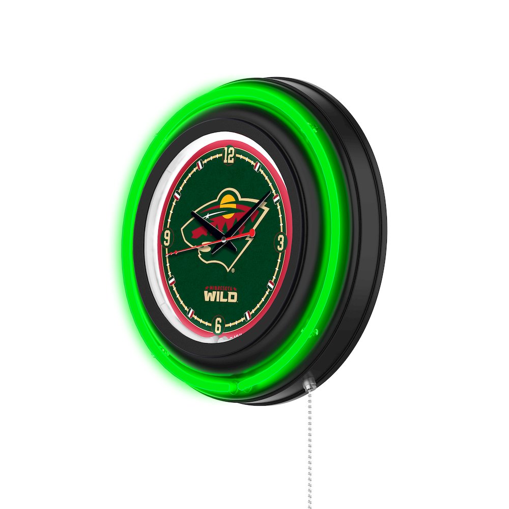 Minnesota Wild 15" Double Neon Wall Clock. Picture 2