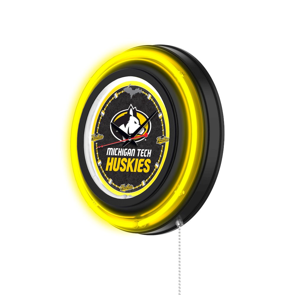 Michigan Tech University 15" Double Neon Wall Clock. Picture 2