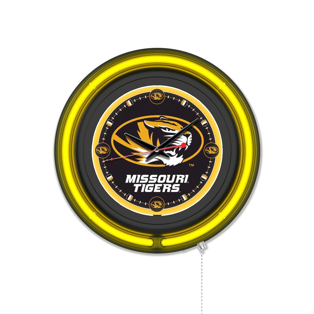 University of Missouri 15" Double Neon Wall Clock. Picture 1