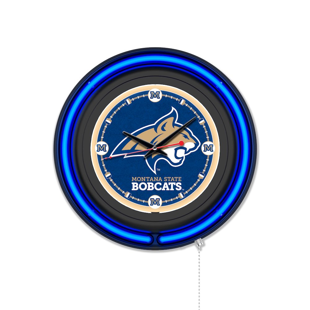 Montana State University 15" Double Neon Wall Clock. Picture 1