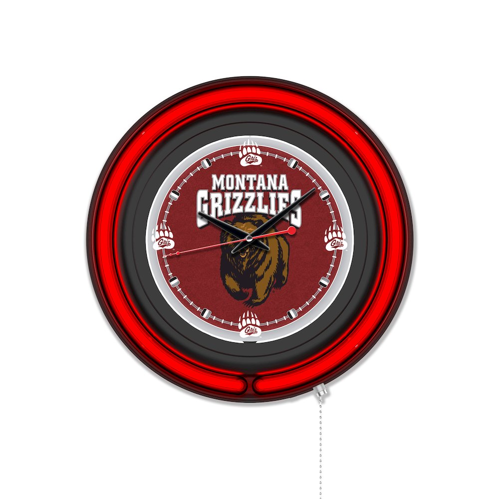 University of Montana 15" Double Neon Wall Clock. Picture 1