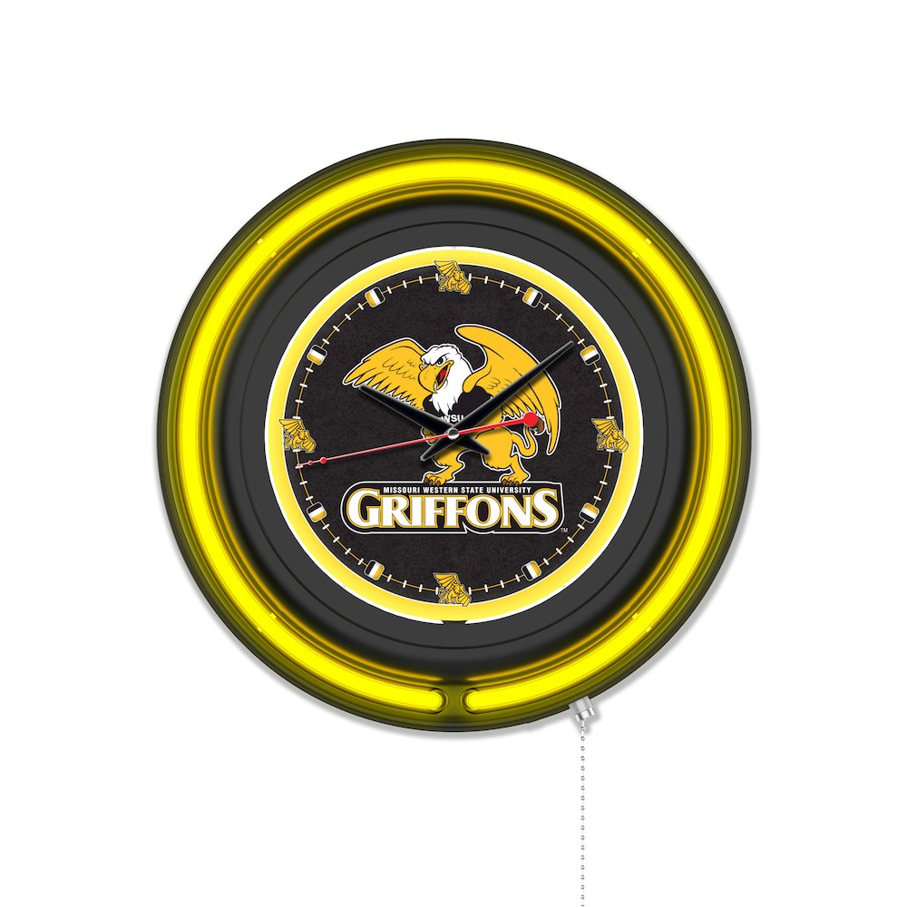 Missouri Western State University 15" Double Neon Wall Clock. Picture 1