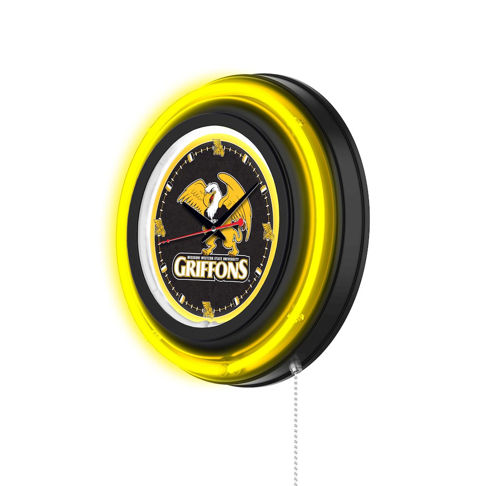 Missouri Western State University 15" Double Neon Wall Clock. Picture 2