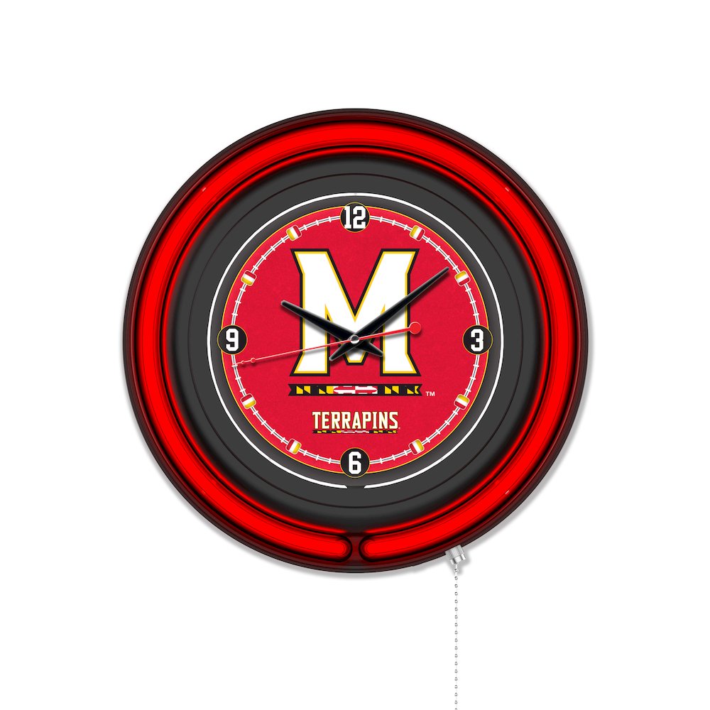 University of Maryland 15" Double Neon Wall Clock. Picture 1