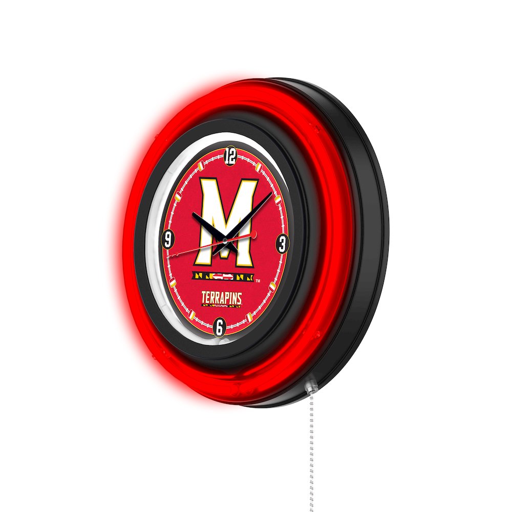 University of Maryland 15" Double Neon Wall Clock. Picture 2