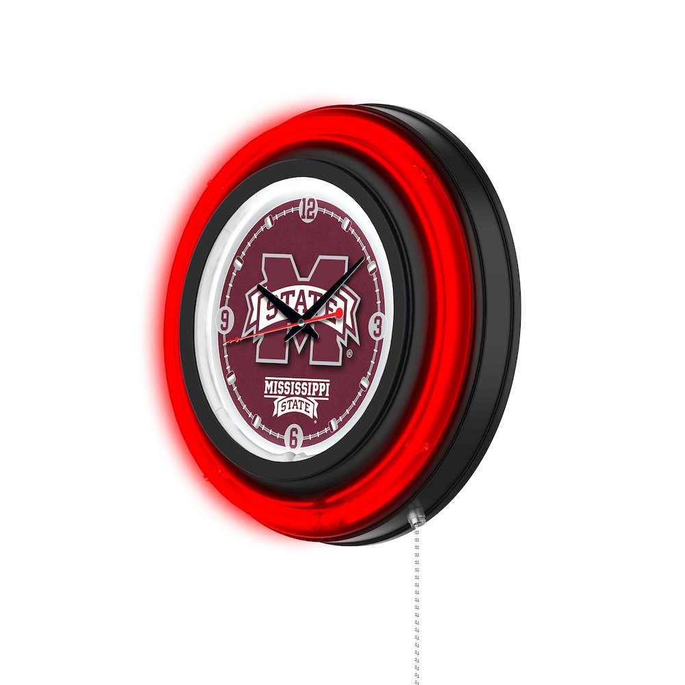 Mississippi State University 15" Double Neon Wall Clock. Picture 2