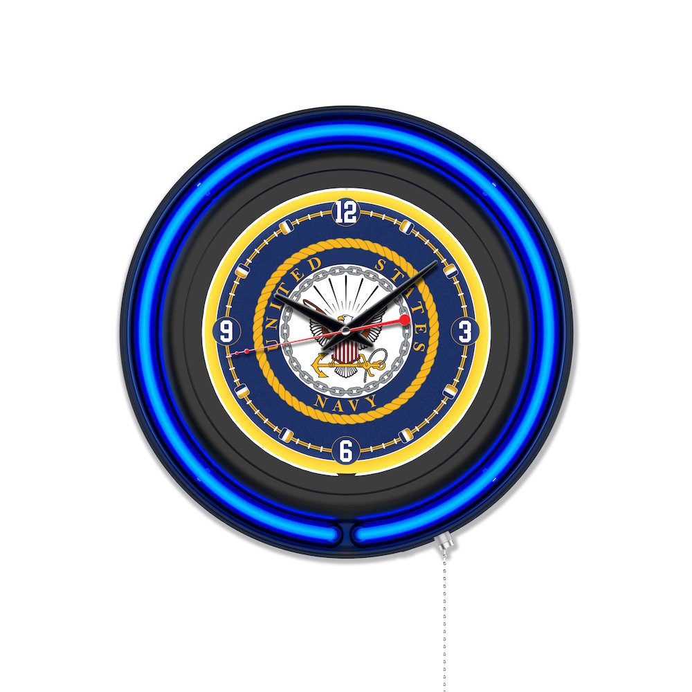 United States Navy 15" Double Neon Wall Clock. Picture 1