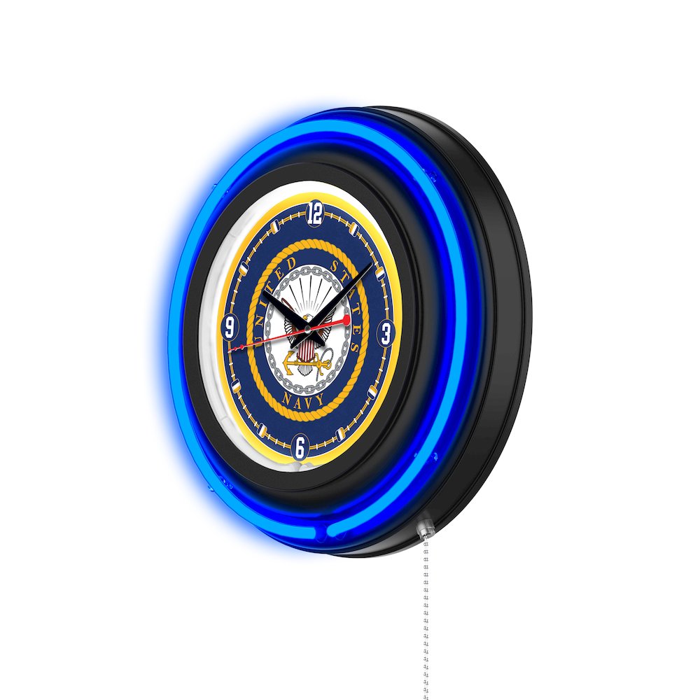 United States Navy 15" Double Neon Wall Clock. Picture 2