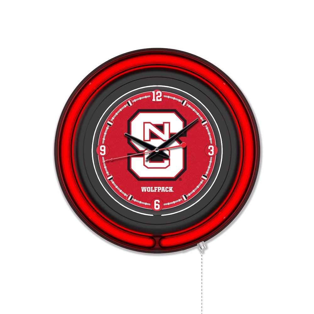 North Carolina State University 15" Double Neon Wall Clock. Picture 1