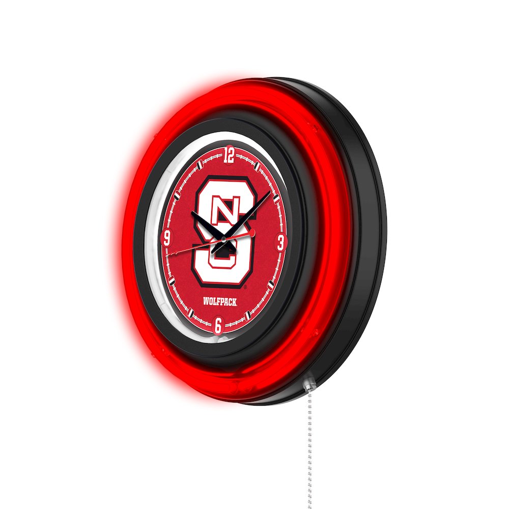 North Carolina State University 15" Double Neon Wall Clock. Picture 2