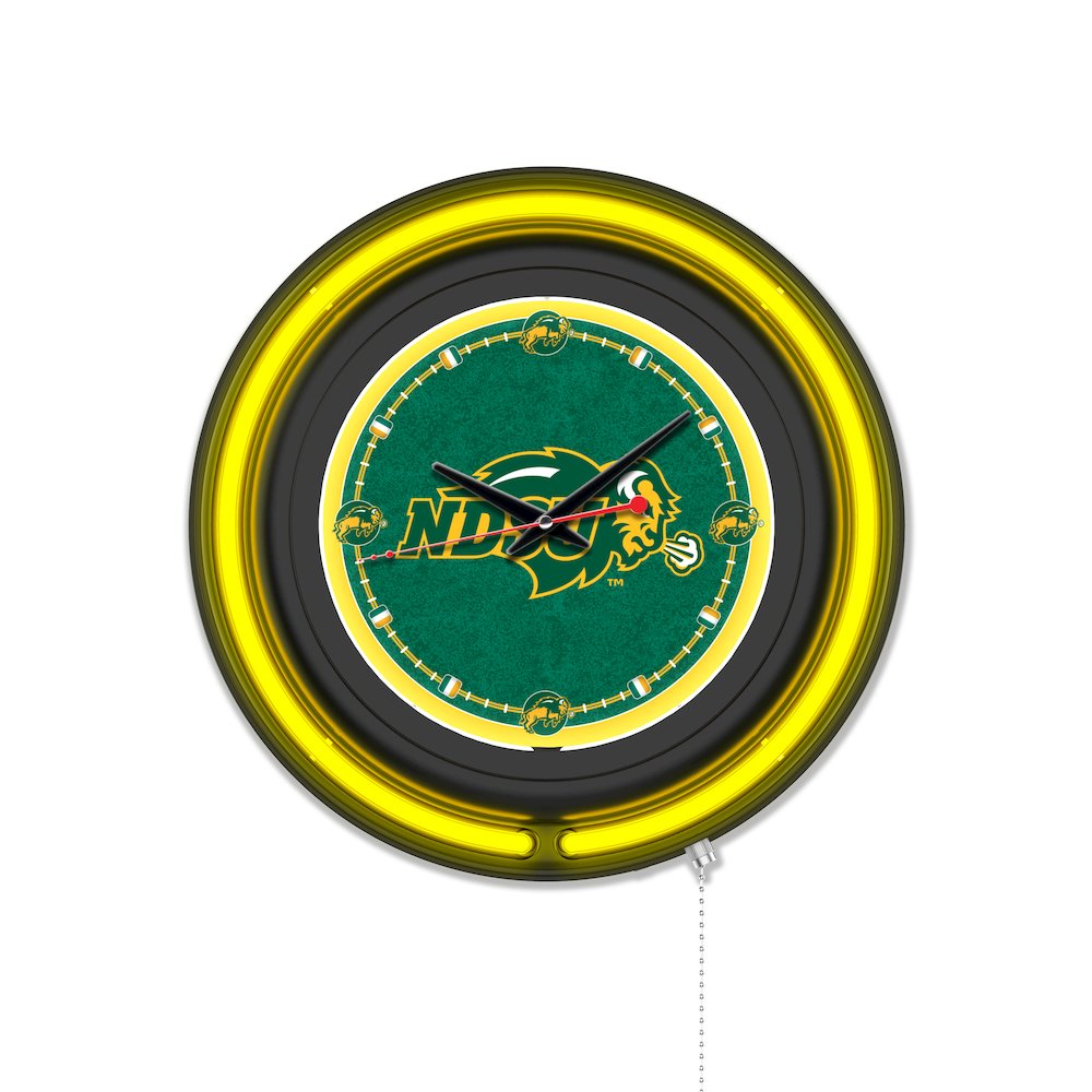 North Dakota State University 15" Double Neon Wall Clock. Picture 1