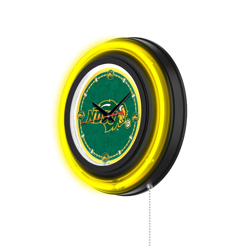 North Dakota State University 15" Double Neon Wall Clock. Picture 2