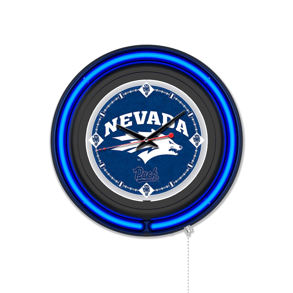 University of Nevada 15" Double Neon Wall Clock. Picture 1