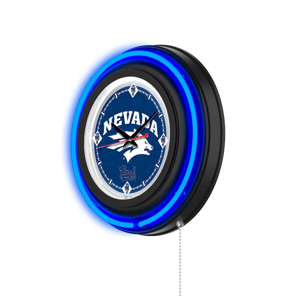 University of Nevada 15" Double Neon Wall Clock. Picture 2
