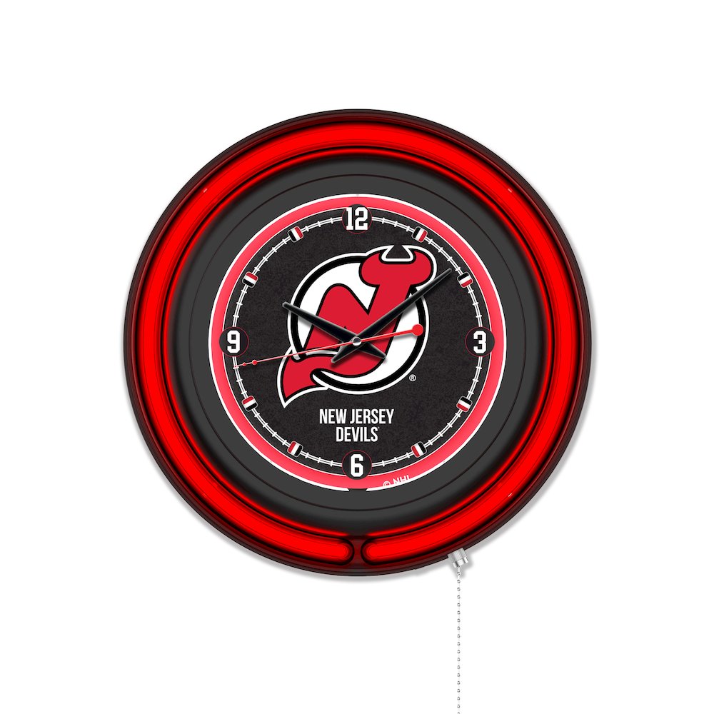 New Jersey Devils 15" Double Neon Wall Clock. Picture 1