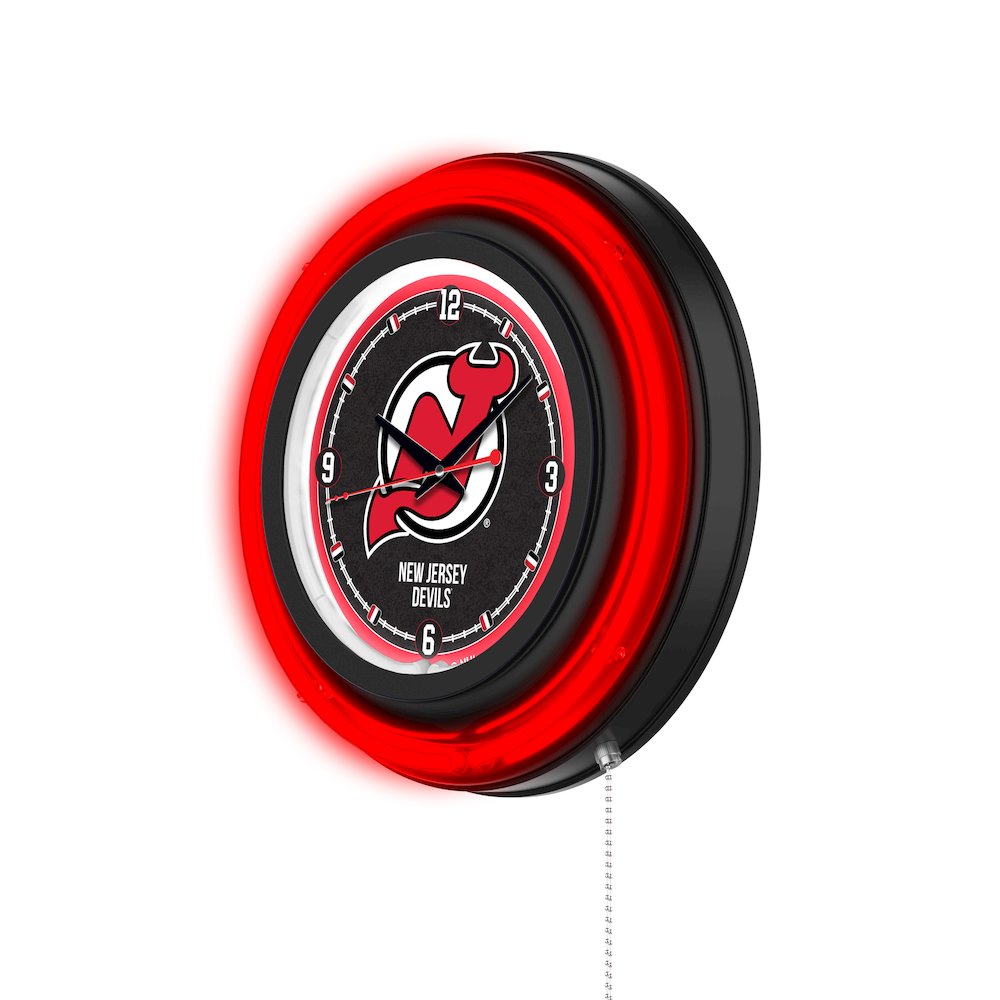 New Jersey Devils 15" Double Neon Wall Clock. Picture 2