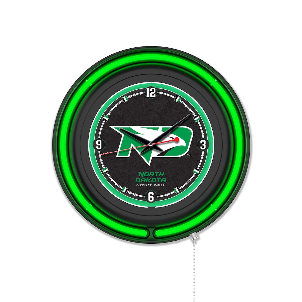 University of North Dakota 15" Double Neon Wall Clock. Picture 1
