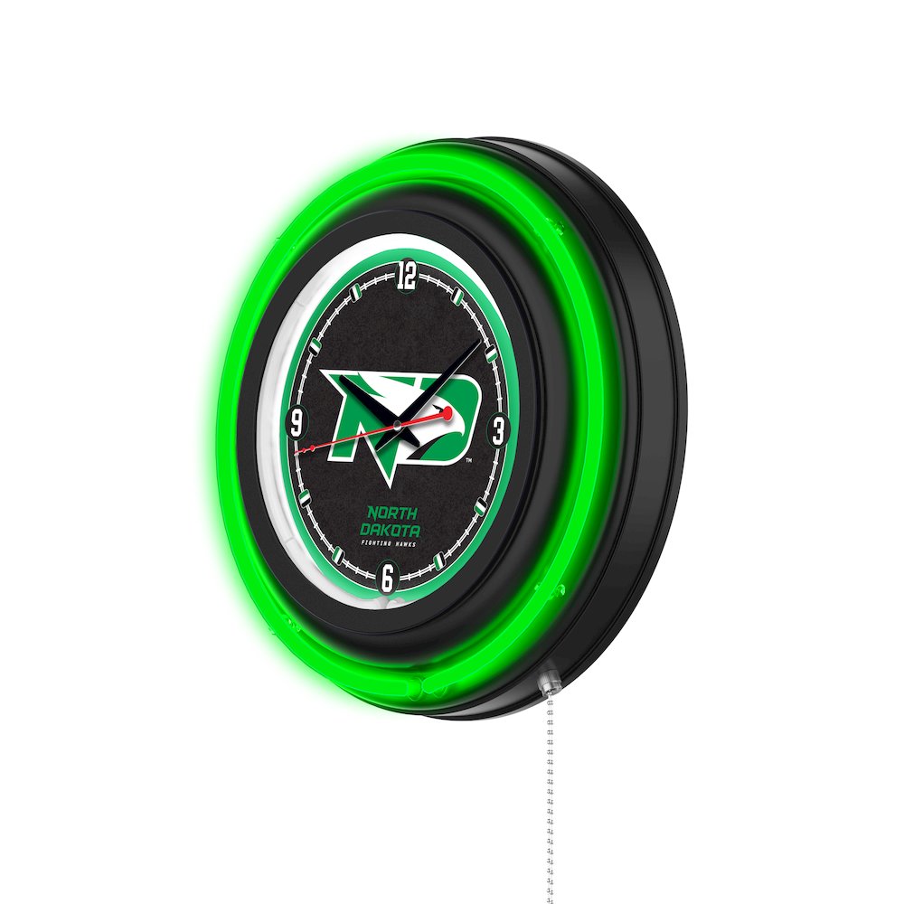 University of North Dakota 15" Double Neon Wall Clock. Picture 2