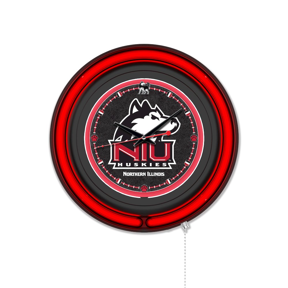 University of Northern Illinois 15" Double Neon Wall Clock. Picture 1