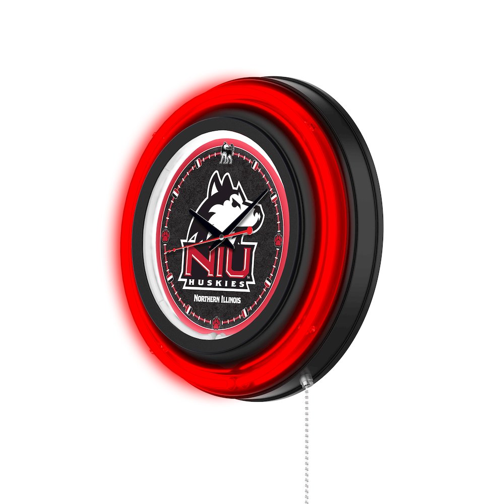 University of Northern Illinois 15" Double Neon Wall Clock. Picture 2